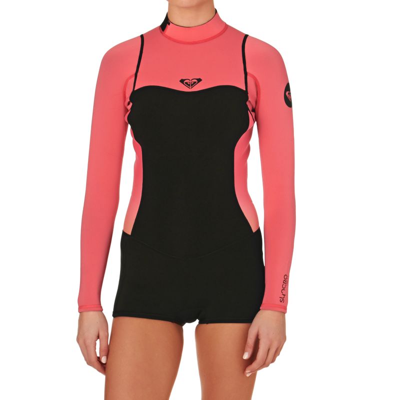 Roxy Syncro 2mm Back Zip Short Sleeve Shorty Wetsuit Paradise Pink Womens
